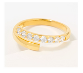 Diamonique Sterling Silver Goldclad Pave Wrap-Around Band Ring, Size 10